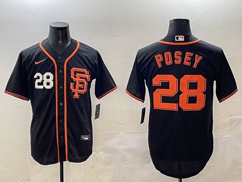 Men San Francisco Giants #28 Posey Black Game 2025 Nike MLB Jersey style 2